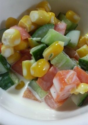 三色野菜のコロコロサラダ-レシピのメイン写真