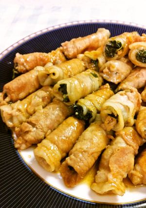 モロヘイヤと豚肉のロール焼き-レシピのメイン写真