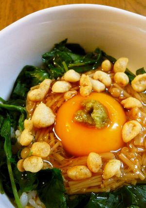 なめ茸と三つ葉で☆絶品大人の卵かけご飯-レシピのメイン写真