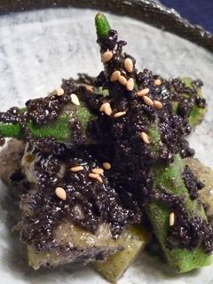 焼き茄子とオクラで黒胡麻和え!-レシピのメイン写真