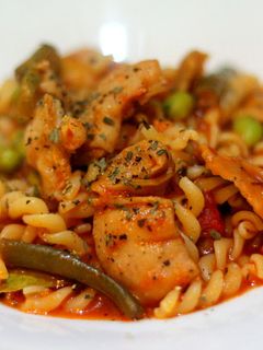 ホルモンのトマト煮込みパスタ-レシピのメイン写真