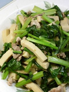 小松菜と凍み豆腐(高野豆腐)の炒め物-レシピのメイン写真