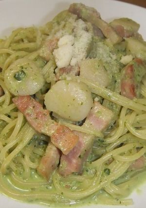 ほたてとベーコンのジェノバクリームパスタ-レシピのメイン写真