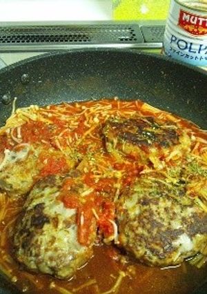 エノキたっぷり！トマト煮込みハンバーグ-レシピのメイン写真