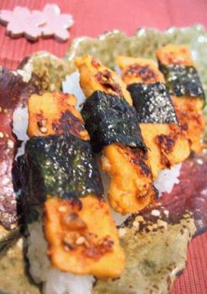 テンペのﾆﾝﾆｸ味噌漬焼握り-レシピのメイン写真