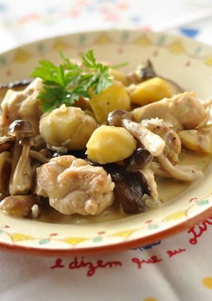 鶏ときのこと栗の秋メニュー-レシピのメイン写真