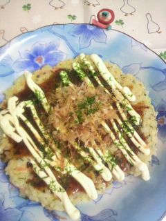 簡単ズボラ飯☆ご飯と卵でお好み焼き-レシピのメイン写真
