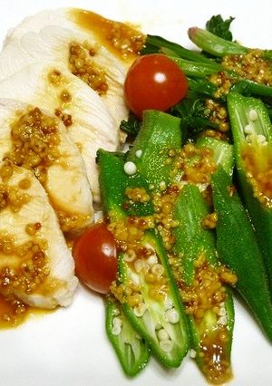 蒸し鶏の粒マスタード＆ポン酢ソース～♪-レシピのメイン写真