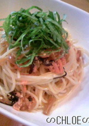 簡単♪なめたけと鮭の冷製和風スパゲティー-レシピのメイン写真