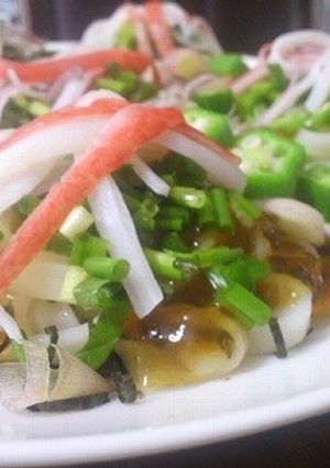 ✿ジュレポン酢で♪薬味大盛サラダぅどん✿-レシピのメイン写真