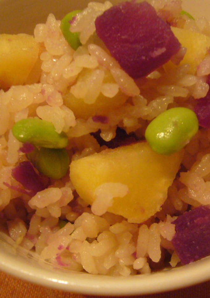 紫いも・さつまいも・枝豆の混ぜごはん-レシピのメイン写真