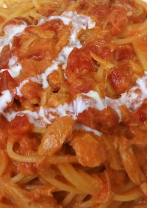 ツナのトマトクリームスパゲッティ-レシピのメイン写真