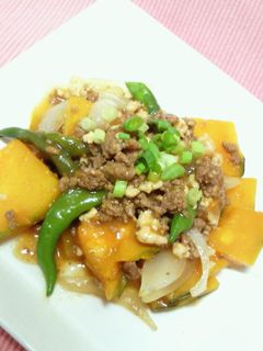 *挽肉と南瓜の焼肉味噌炒め*-レシピのメイン写真