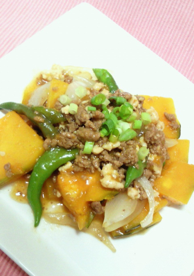 ＊挽肉と南瓜の焼肉味噌炒め＊-レシピのメイン写真