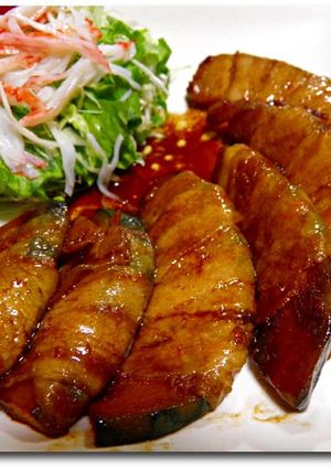 【主夫的】肉巻きカボチャの照り焼き♪-レシピのメイン写真
