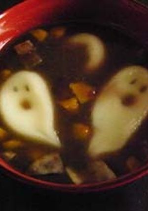 オバケ白玉でハロウィンおしるこ♪-レシピのメイン写真