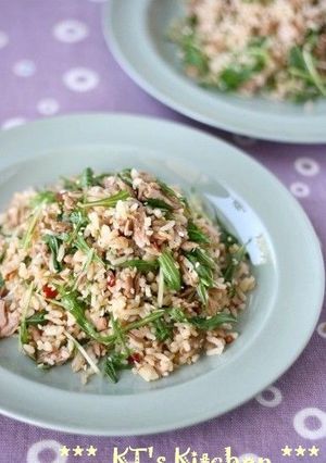ピリ辛ツナと水菜の炒め飯-レシピのメイン写真