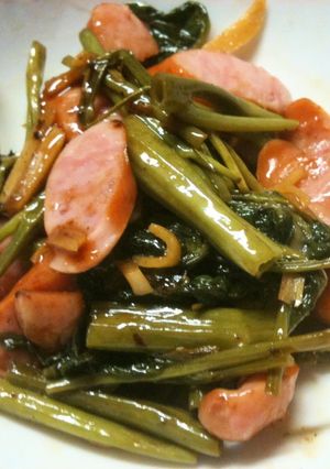 ウインナーと空心菜のスタミナ炒め-レシピのメイン写真