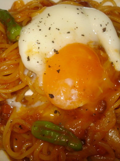 ミートソースパスタ~温卵添え-レシピのメイン写真