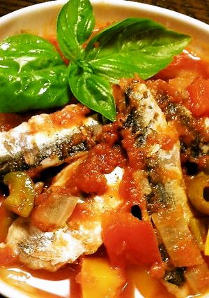 イワシと野菜のカポナータ風トマト煮込み♪-レシピのメイン写真