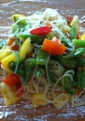 4色トマトとインゲンの冷たいパスタ-レシピのメイン写真