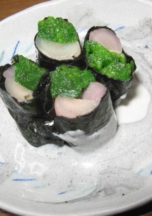 岩下の新生姜とホウレン草の海苔巻物-レシピのメイン写真