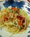 いくらとチリメンじゃこのおろしパスタ