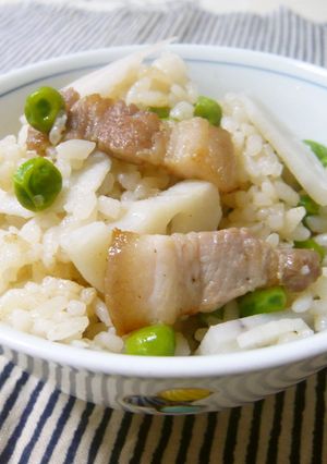 脱帽。。。塩豚と蓮根入りのまめ混ぜご飯-レシピのメイン写真