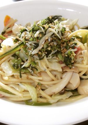 たっぷり野菜パスタ☆野沢菜ちりめん乗せ-レシピのメイン写真