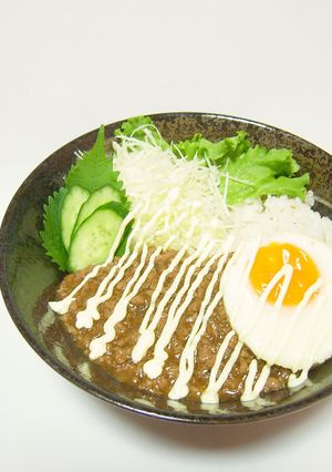 ロコモコ風*テリヤキハンバーグ味の丼-レシピのメイン写真