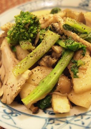 長芋とキノコの麺つゆバターソテー♪-レシピのメイン写真