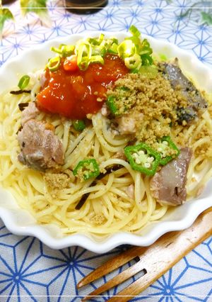 赤いタルタルと鯖の水煮缶で　簡単パスタ-レシピのメイン写真