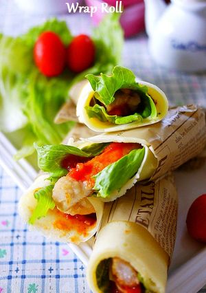 ザクッと旨い！チキンと野菜でラップロール-レシピのメイン写真