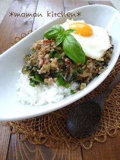 ガパオ風♡ひき肉と春雨のバジル炒めご飯-レシピのメイン写真