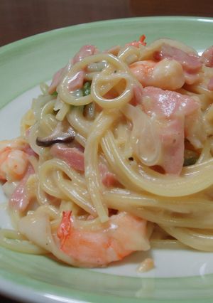 えびとハムのチーズクリームパスタ-レシピのメイン写真