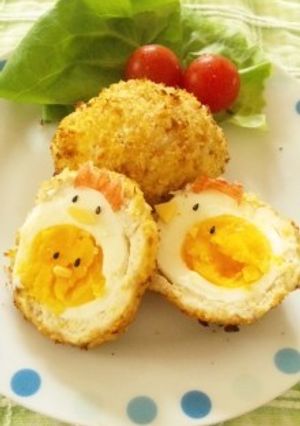 揚げない☆ヘルシー鶏の親子スコッチエッグ-レシピのメイン写真