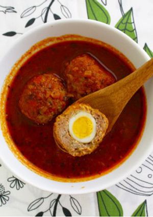 月見肉団子のトマトカレー煮込み-レシピのメイン写真