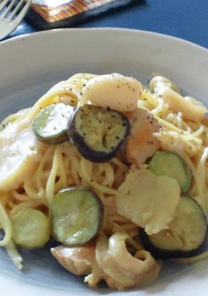 15分で茄子とホタテのクリームパスタ-レシピのメイン写真