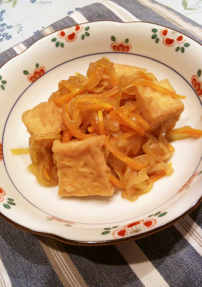 簡単おふくろの味？味しみ玉ねぎ＆厚揚げ-レシピのメイン写真