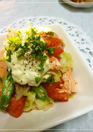鮭と野菜のサラダ　白いタルタル-レシピのメイン写真