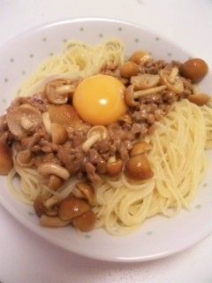 納豆となめこのパスタ-レシピのメイン写真