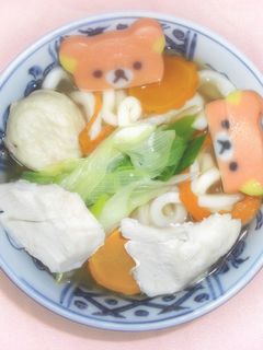リラックマかまぼこ・鶏がらうどんw-レシピのメイン写真
