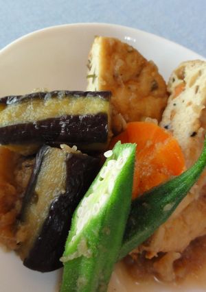アレンジ！梨ドレ～がんも＆茄子の煮物-レシピのメイン写真
