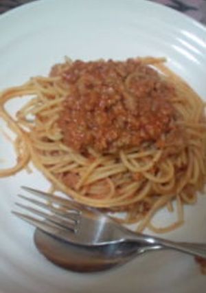 ﾊﾝﾊﾞｰｸﾞdeﾐｰﾄｿｰｽﾊﾟｽﾀ-レシピのメイン写真