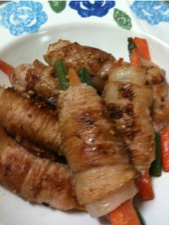 いんげんとニンジンの肉巻き①-レシピのメイン写真
