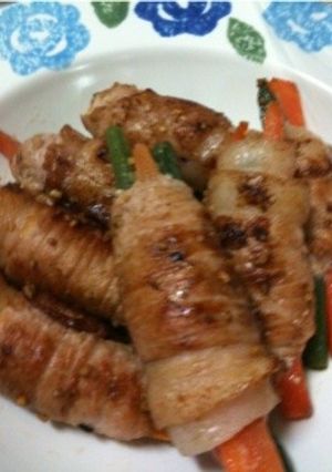 いんげんとニンジンの肉巻き①-レシピのメイン写真