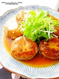豆腐バーグの蓮根挟み焼き~だしあんかけ~-レシピのメイン写真
