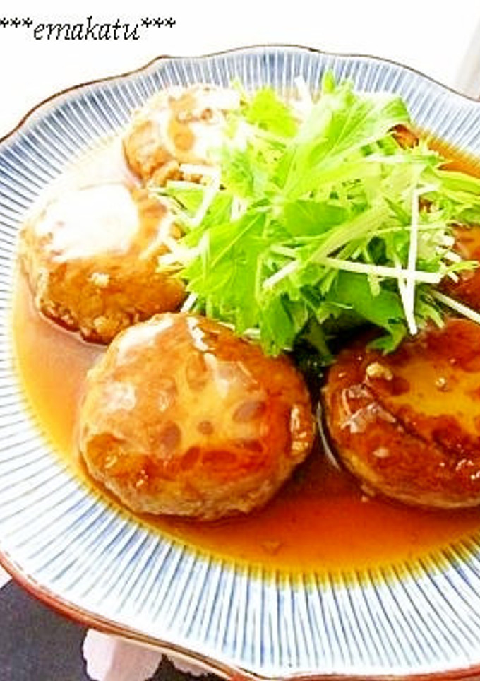 豆腐バーグの蓮根挟み焼き～だしあんかけ～-レシピのメイン写真