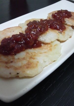 長芋おやきのエビチリソースがけ-レシピのメイン写真