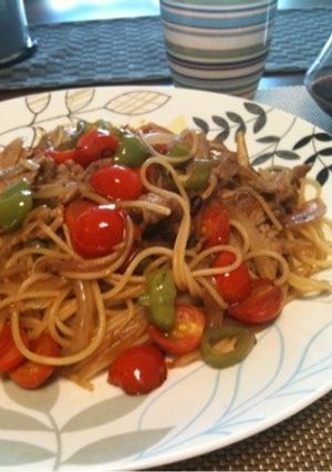 豚肉とトマトのバルサミコ和風パスタ-レシピのメイン写真
